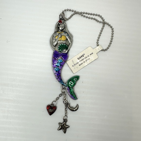 Theme Accessories - Ganz Mermaid Keychain Metal Enamel Purple Tail Charm Beach Ocean Theme